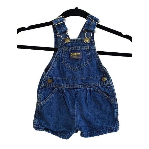 Oshkosh B'gosh Shorts Overalls Bibs Vestbak Boys 12M Shortalls USA Made - Picture 1 of 4